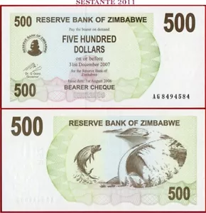 Simbabwe 500 Dollar 1 8 2006 P 43 UNC kostenloser Versand ab 100$ - Bild 1 von 2
