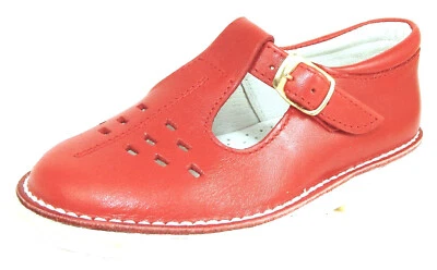 DE OSU - Zapatos escolares de vestir clásicos de cuero rojo con correa en T para niñas - Talla europea 6-9 Foto 1 de 4