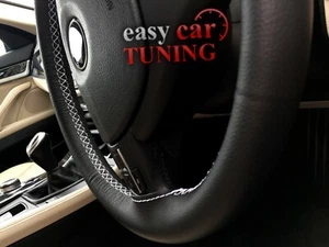 Schwarze Echtleder Lenkradabdeckung für Mercedes Sprinter 2006+ weiß St  - Bild 1 von 5