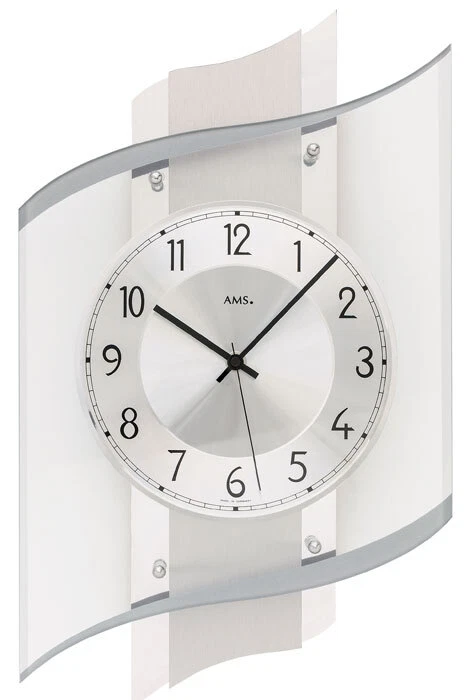 AMS 5516 Funkwanduhr modern bedrucktes Mineralglas Funkwanduhren Glas Wanduhr - Bild 1 von 1