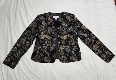 Norton McNaughton Size 8 Black Velvet Jacket Sparkle Glitter Made In USA - Image 1 of 4