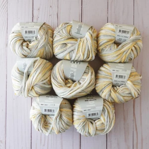 Lang Sol Metallic Yarn ~ Lot of 8 ~ #1 Yellow/Grey ~ 100% Cotton ~ Ribbon Yarn - Picture 1 of 4