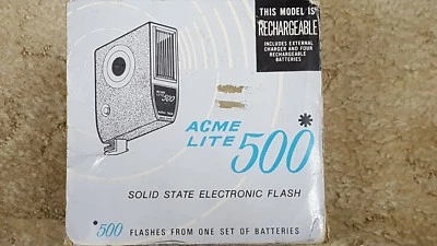 Vintage Acme Lite 500 Solid State Electronic Flash 245AR New Old Stock In Box C1 - Image 1 of 3