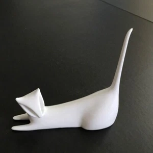 Royal Dux White Porcelain MCM Cat Figurine Jaroslav Jazek Bohemia Czechoslovakia - Picture 1 of 7
