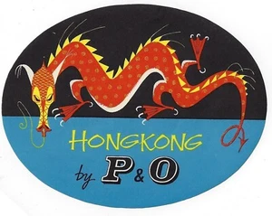 Vintage NOS P & O Peninsular Oriental Steam Co. Luggage Label Hong Kong Dragon - Picture 1 of 1