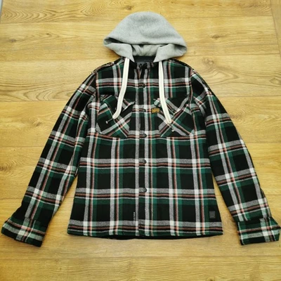 G Star Smith Hood Quilted Overshirt Men L Large Flannel Check Lumberjack Shacket - Image 1 of 4