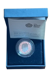Brazos Royal Shield 2008 £1 prueba plata - Imagen 1 de 2