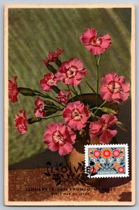 #5660 Love Blue Background FDC Maxi Card w/Pictorial Cancel on Vintage Swiss PC - Picture 1 of 2