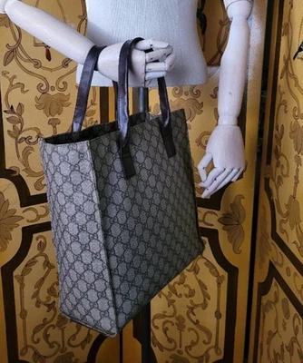Bolsa tote GUCCI vintage couro marrom monograma formato caixa ITÁLIA - Imagem 1 de 4