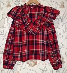 Girls Age 11 Years - Next Checked Long Sleeve Top - Picture 1 of 3