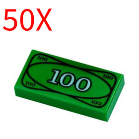 Lego 3069px7 $100 Bill Printed Tile Bulk (x50) Joblot Currency Note Bank Robbery