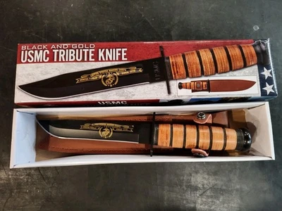 USMC Tribute Combat Knife | WWII Replica | Black & Gold - Image 1 of 4