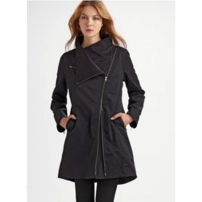 Chaqueta de Moto Eileen Fisher Negra Forrada en Vellón Prendas Exteriores Mezcla Algodón/Nylon M Foto 1 de 4