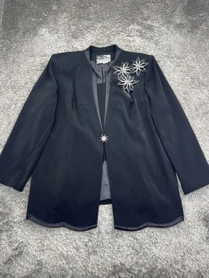 Chaqueta Ben Marc Mujer 22 Negro Cuentas Floral Adorno Capricho Carrera Blazer Foto 1 de 4