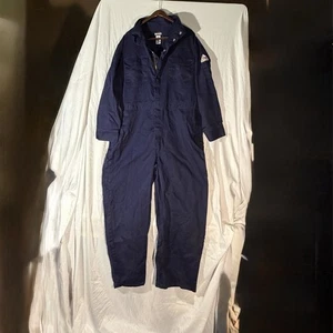 BULWARK FR COVERALLS SIZE 50-RG CAT 2 DARK BLUE FLAME RESISTANT LOOKS NEW! - Picture 1 of 7