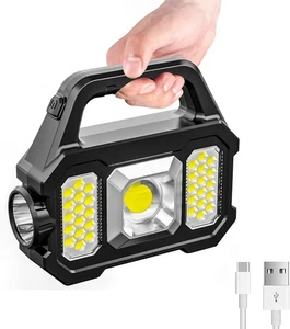 2 Pack Ultra-Bright LED Torch 🔋 Solar + USB Rechargeable Outdoor Lamp - Picture 1 of 17