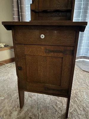 Vintage Side Table Cabinet w Hidden LIQUOR Slide & Drawer & Storage Solid Wood - Image 1 of 4