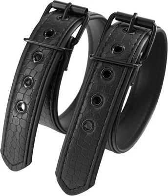 Brazalete Arnés de Cuero para Hombre Cinturón Ajustable 2 Piezas Negro  Foto 1 de 4