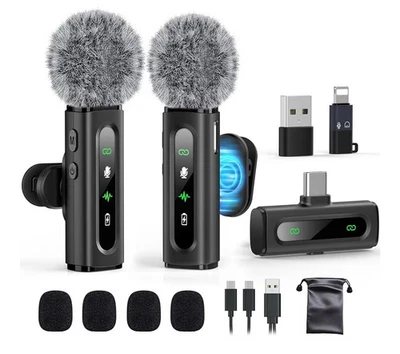 Micrófono Lavalier USB C Mini Micrófono Inalámbrico para Teléfono/Tablet/PC Android Tipo-C Foto 1 de 4