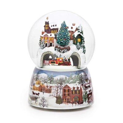 Winter Village with Revolving Train Musical 120MM Snow Globe Glitterdome New - Image 1 of 4