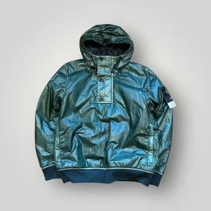 Stone Island Green Puffer Jacket Hooded Mid Length Logo Mens One Size - Picture 1 of 6