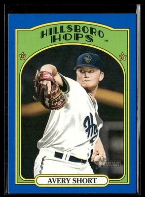 2021 Topps Heritage Minor League Blue Avery Short 20/99 Hillsboro Hops #46 - Image 1 of 2