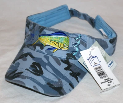 GUY HARVEY SOMBRERO VISERA BLUEWATER BORDADO CAMUFLAJE LAVADO AGUA SALADA GORRA DE PESCA NUEVO Foto 1 de 4