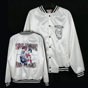 Chaqueta de satén de lucha libre IKWF de colección grande para hombre ~ 1993 Clasificatorio estatal ~ ¡Muy limpia! - Imagen 1 de 10
