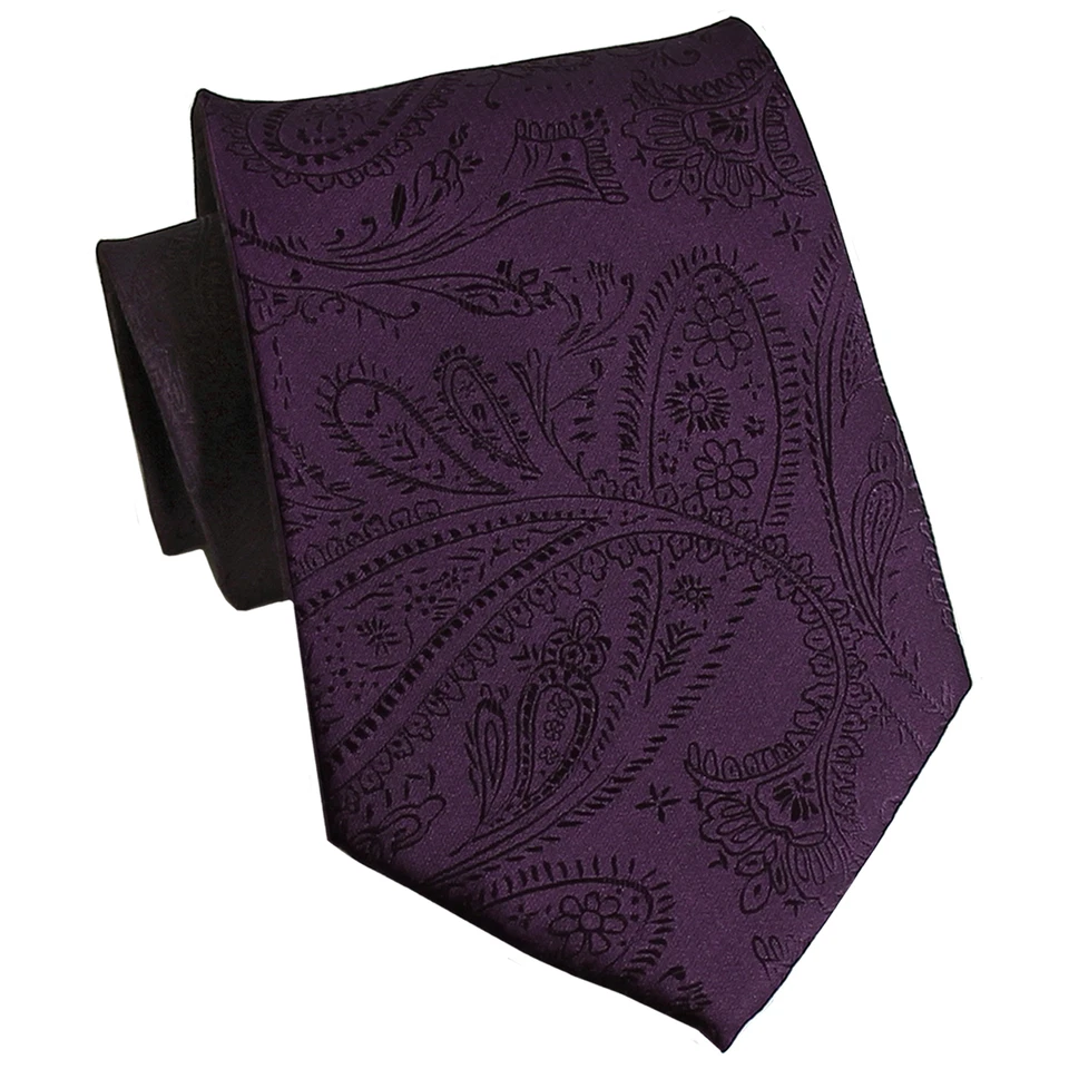 New polyester Men's Neck Tie only Paisley Grape dark purple formal Wedding Prom  - Image 1 of 2