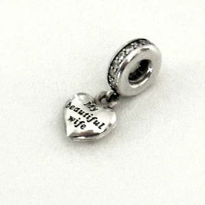 Pandora 925 Sterling Silver My Beautiful Wife Forever &Always Heart Locket Charm - Picture 1 of 8