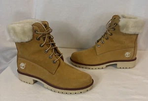 Women’s Timberland Boots Suede Lace Up W/ Fur Cuff Sz 7.5 - Picture 1 of 15