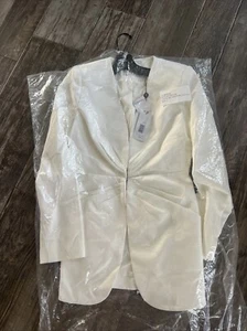 Elie Tahari Womens Long Sleeve Long Blazer Jacket White Size 2 $395 Msrp - Picture 1 of 11