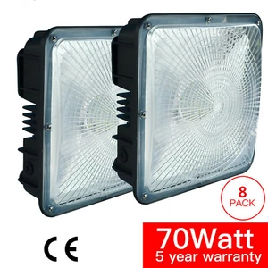 8Pack 70W LED Canopy Light (350-600W HPS/HID Replace) 7800LM-5500K 9.5" x 9.5" - Picture 1 of 12