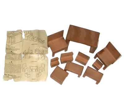 Vtg Blix Redwood Wonder Toy Wooden Puzzle Furniture Novelty Company Detroit Mich - Image 1 of 4