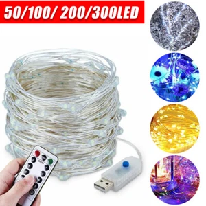 USB Twinkle LED String Fairy Lights 7/30M 50/100/300LED Copper Wire Party Remote - Picture 1 of 29