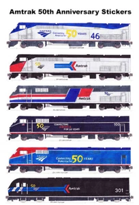 Amtrak 50th Anniversary Locomotives 6 individual Stickers Andy Fletcher - Picture 1 of 1