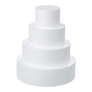 4 Tiers Round Foam Cake Dummies Set 4" 6" 8" 10" White Fake Cake Dummy 12 Inc... - Picture 1 of 9