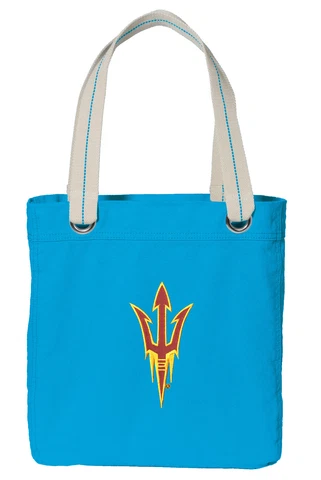 Arizona State Tote Bag ASU Sun Devils Tote BRIGHT TURQUOISE 100% COTTON CANVAS Cover