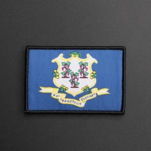 Connecticut Staatsflagge Aufnäher USA USA gewebt/bestickt - Klettverschluss - Bild 1 von 2