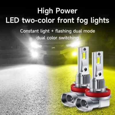 2x Dual Color H7/H9 /H11/9006 LED Bulb Fog Lights DRL Daytime Running Car Lamp - Image 1 of 4
