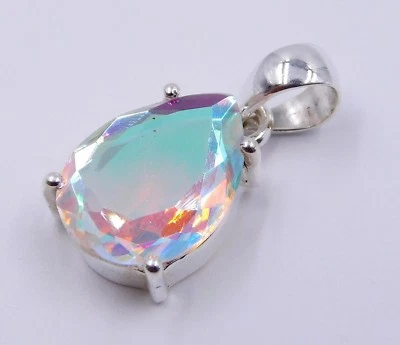 3.20 Gm 925 Sterling Silver Angel Aura Quartz Cut Gemstone Fine Pendant Size 1" - Image 1 of 2