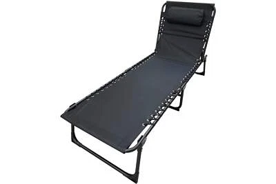 KYNAST 3-Bein Gartenliege schwarz mit Kissen Sonnenliege Strandliege Liege - Bild 1 von 4