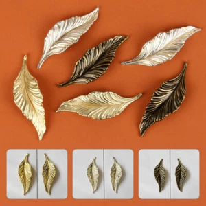 Vintage Style Leaf Shaped Handles Door Wardrobe Cabinet Drawer Pulls Knobs - Picture 1 of 17