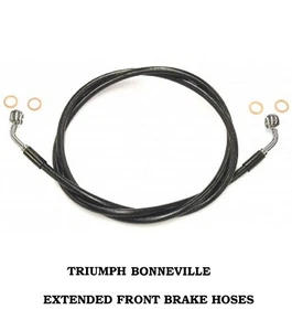 TRIUMPH BONNEVILLE / T100 EXTENDED FRONT BRAKE HOSE APE HANGER WIDE BARS CHOPPER - Picture 1 of 3