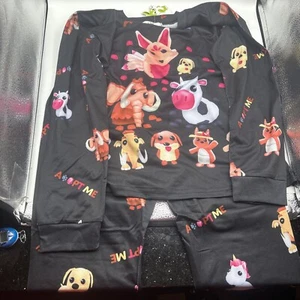 Girls Adopt Me Animals Sleepwear Set Long Sleeve Shirt Long Pants Size 10-12 - Picture 1 of 10