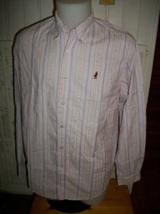 MARLBORO CLASSICS T.M 40/42 White Striped Red Long Sleeve Shirt - Picture 1 of 6