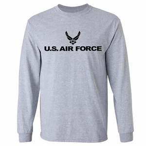 Camiseta de manga larga de la Fuerza Aérea en gris - adulto pequeña a 5X - Imagen 1 de 2