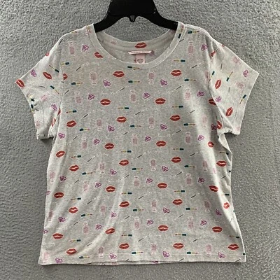 Victoria’s Secret Mujer Gris Labios Lápiz Labial Perfume Estampado Gráfico Camiseta Talla L Foto 1 de 4