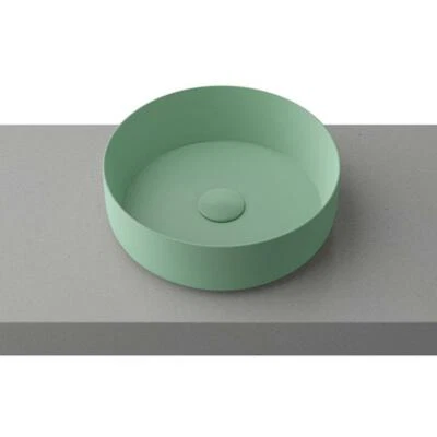 Verde Mate Redondo 360 mm Diámetro en encimera superior lavabo porcelana fregadero NUEVO borde delgado Foto 1 de 4