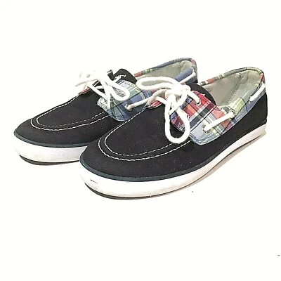 Ralph Lauren Polo Azul y Cuadros Lijadora Barco Zapatos Niños EE. UU. 2,5 UK 2 EUR 33  Foto 1 de 4